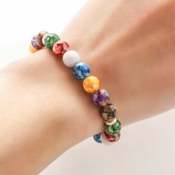 Volcanic Stone Colorful 7 Chakra Energy Bracelet - Picture 5 of 15